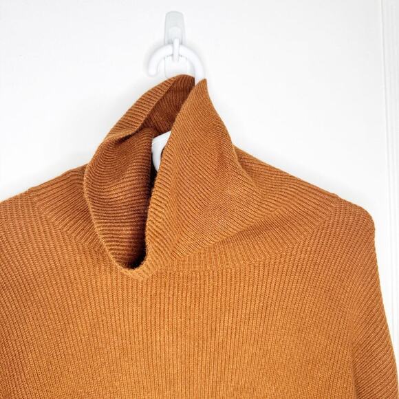 Free People Softly Structured Ribbed Tunic Turtleneck Sweater Slouchy Brown XS - Picture 5 of 14
